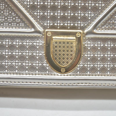$2700 Christian Dior Cannage Diorama Metallic Silver