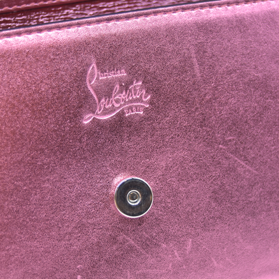 $1390 Christian Louboutin Calfskin Loubi54 Crossbody Clutch Pink Metallic