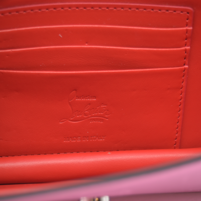 $1390 Christian Louboutin Calfskin Loubi54 Crossbody Clutch Pink Metallic