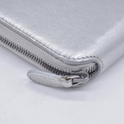$550 Balenciaga Silver Metallic Wallet CONSIGNMENT 10021042