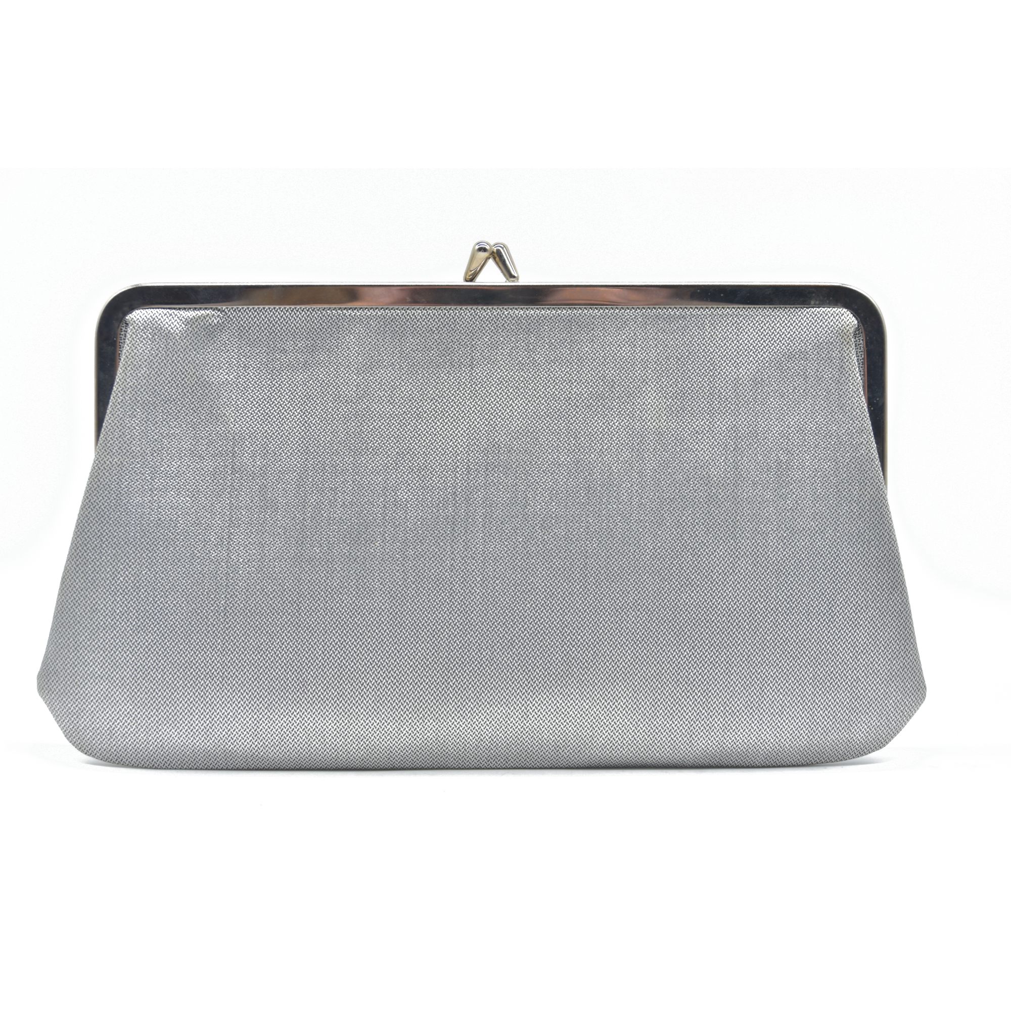 Chanel Kisslock Metallic Silver Clutch