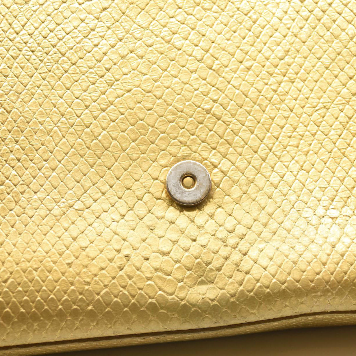 Used Saint Laurent Metallic Python Embossed Medium Classic Monogram Kate Tassel Satchel Gold