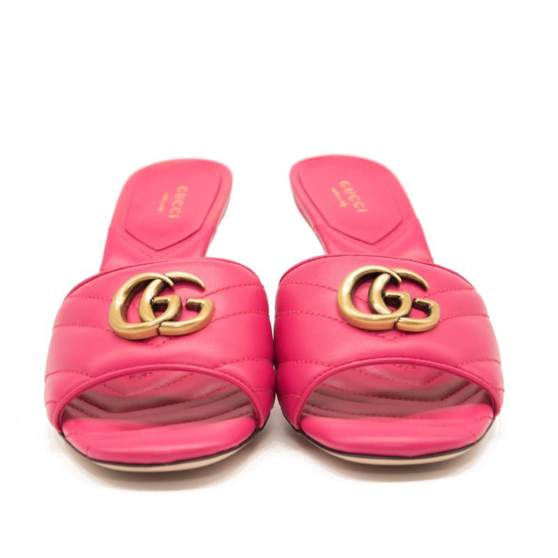 NEW Gucci GG Quilted Slide Sandal (Women) Size 37 Pink Marmont