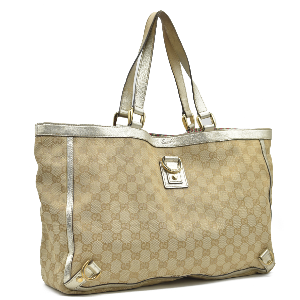 Gucci Monogram Large Abbey Tote Metallic Gold