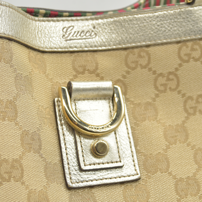 Gucci Monogram Large Abbey Tote Metallic Gold