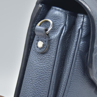 $3100 Louis Vuitton Metallic Empreinte Monogram Giant Pochette Metis Navy Nacre