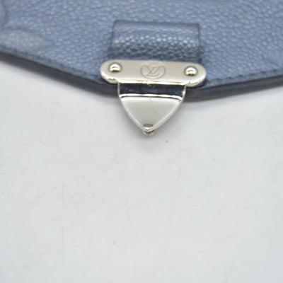 $3100 Louis Vuitton Metallic Empreinte Monogram Giant Pochette Metis Navy Nacre