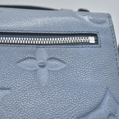 $3100 Louis Vuitton Metallic Empreinte Monogram Giant Pochette Metis Navy Nacre