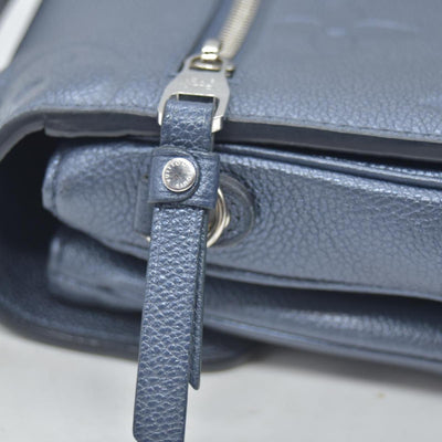 $3100 Louis Vuitton Metallic Empreinte Monogram Giant Pochette Metis Navy Nacre