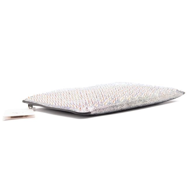 Christian Louboutin Crossbody Clutch Loubiclutch Metallic Leatloubiclutch Metallic Silver Leather Shoulder Bag