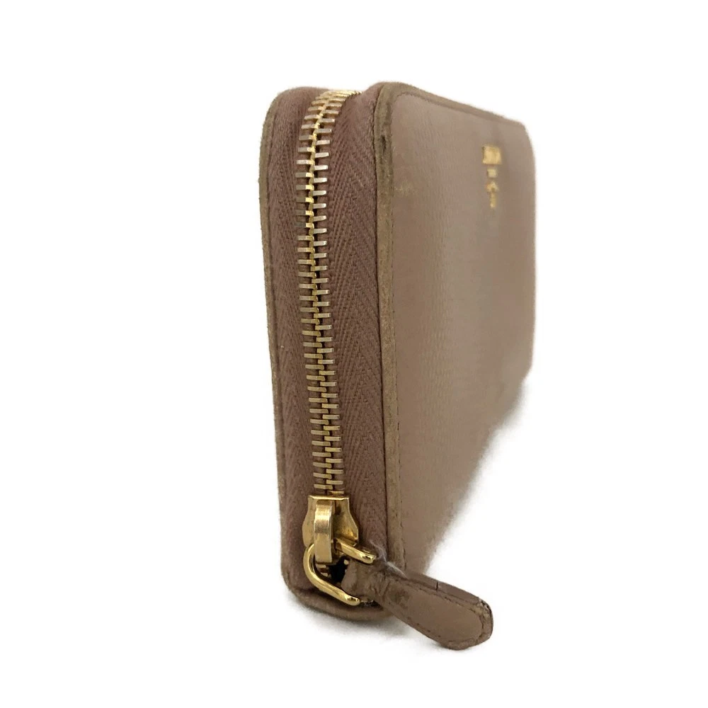$1070 PRADA Saffiano Metal Logo Zip Around Long Wallet Pink