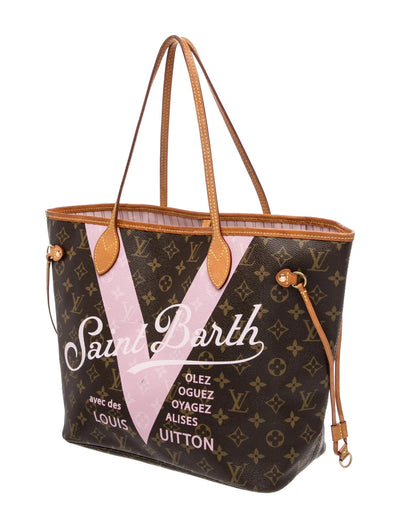 $2800 2015 Louis Vuitton Monogram Saint Barth V Neverfull MM Light Pink