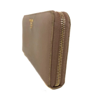 $1070 PRADA Saffiano Metal Logo Zip Around Long Wallet Pink