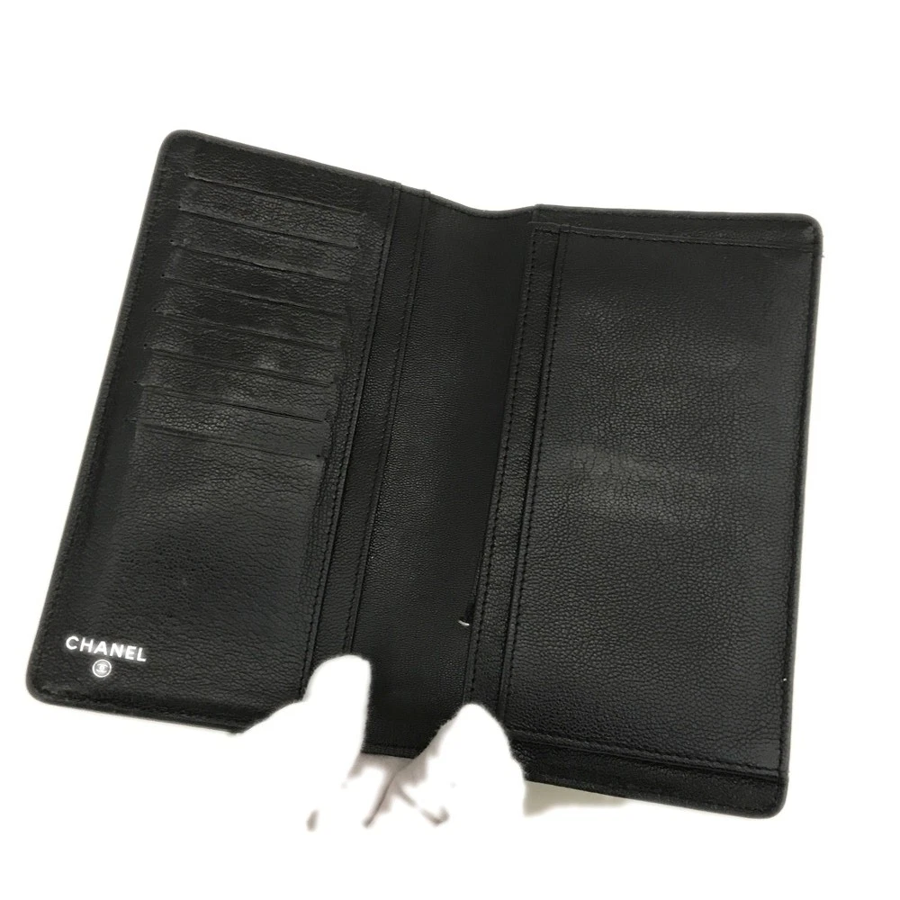 $995 2006 Chanel Metallic Calfskin Diamond Embossed Yen Wallet Grey