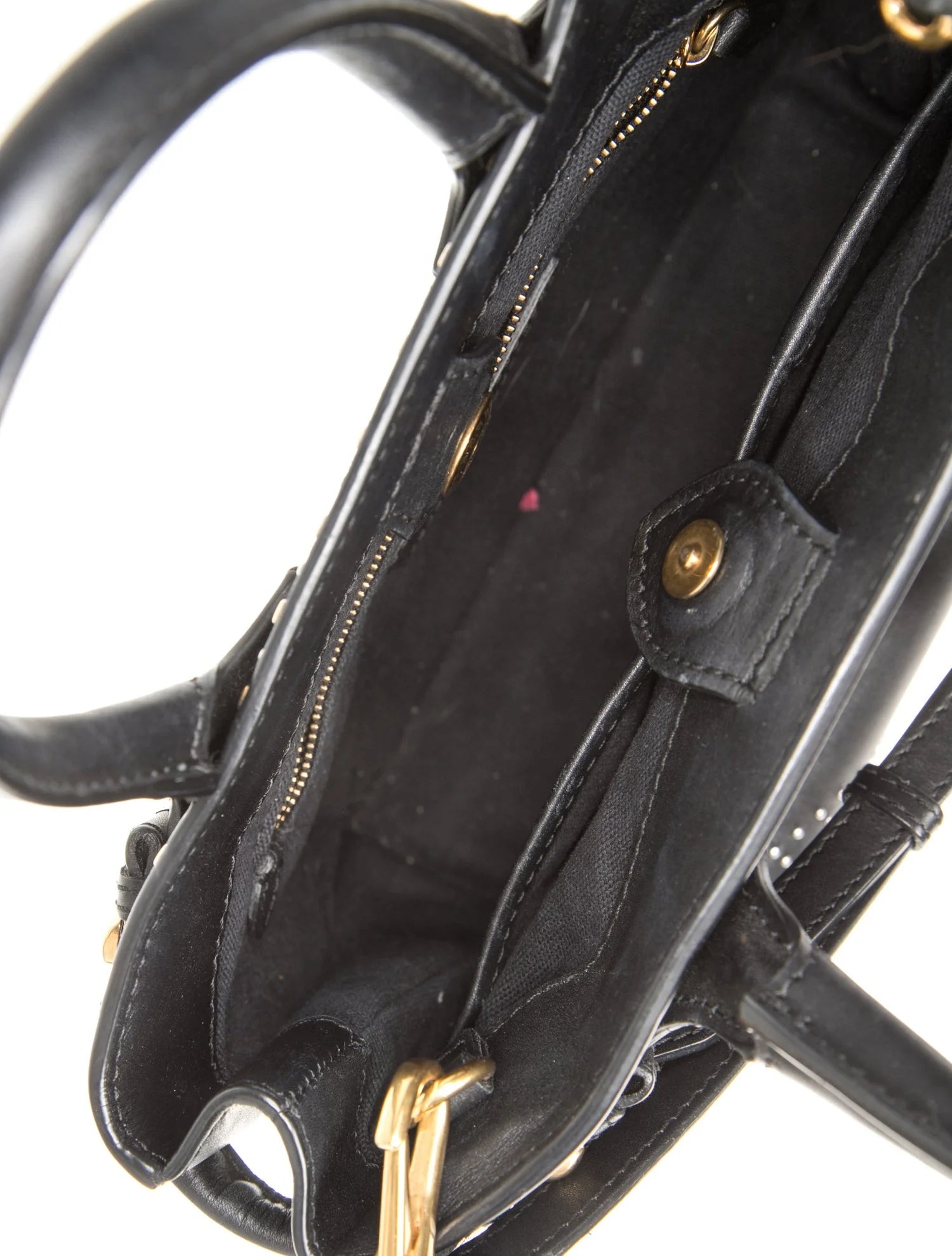 $2650 Burberry Studded Derby Calfskin Small Banner Tote Black