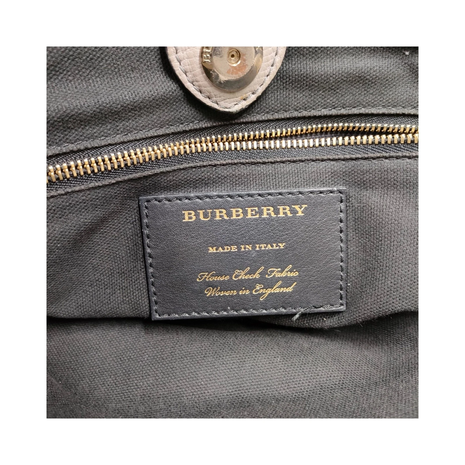 $1595 Burberry Grainy Calfskin House Check Medium Banner Tote Grey