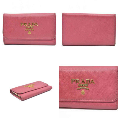 Prada Saffiano Metal Leather Wallet Pink
