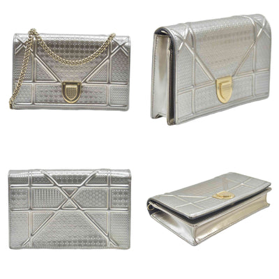 $2700 Christian Dior Cannage Diorama Metallic Silver