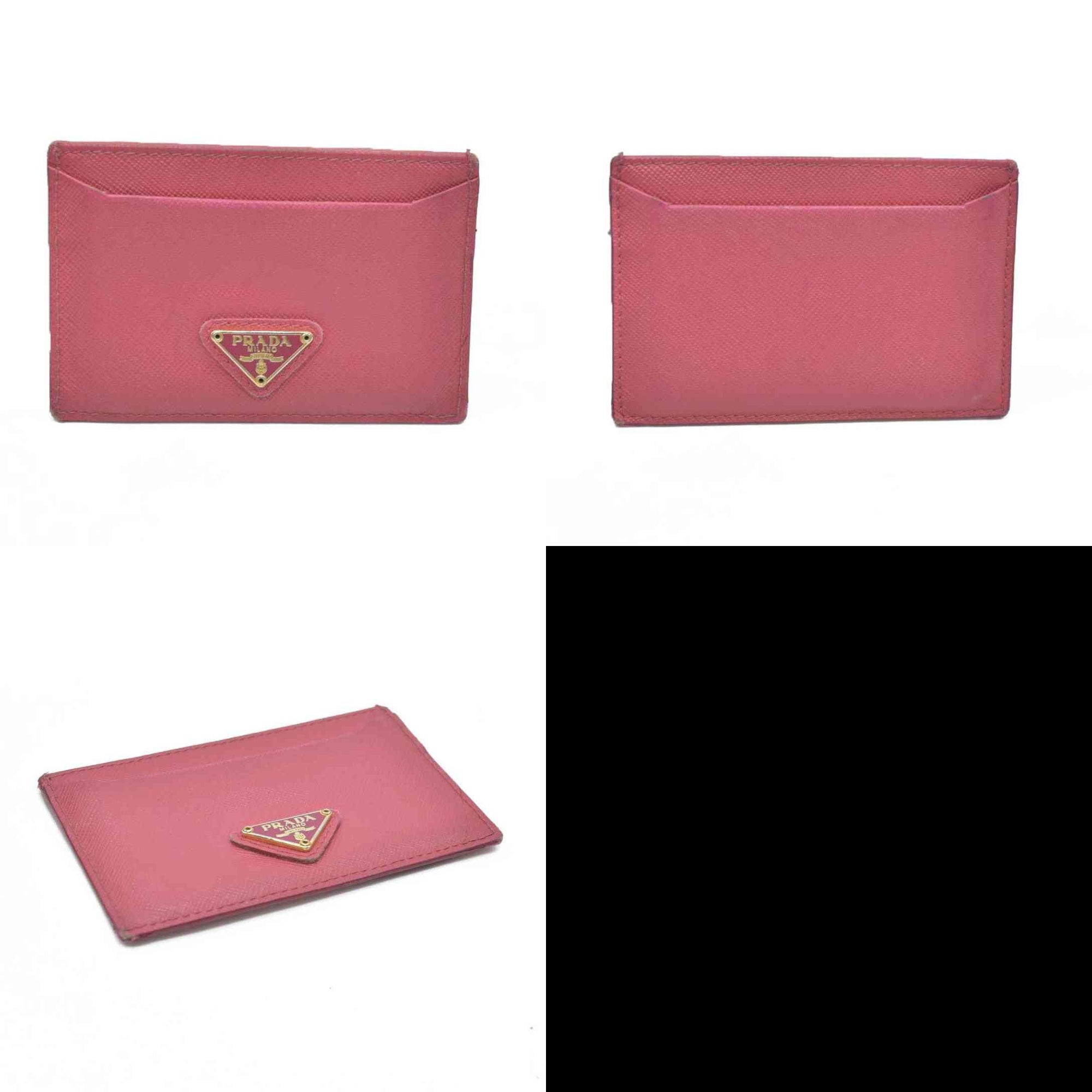 CONSIGNMENT Prada Prada Pink Saffiano Metal Leather Logo Card Holder
