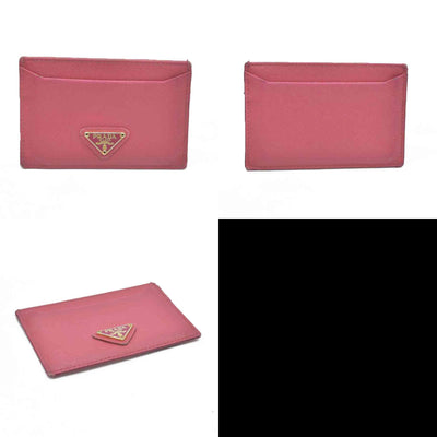 CONSIGNMENT Prada Prada Pink Saffiano Metal Leather Logo Card Holder