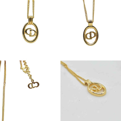 Christian Dior CD Round Pendant Necklace Metal Golden CONSIGNMENT