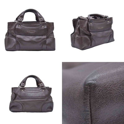 $1250 CELINE Metallic Leather Boogie Tote Bag Silver CONSIGNMENT 10021355