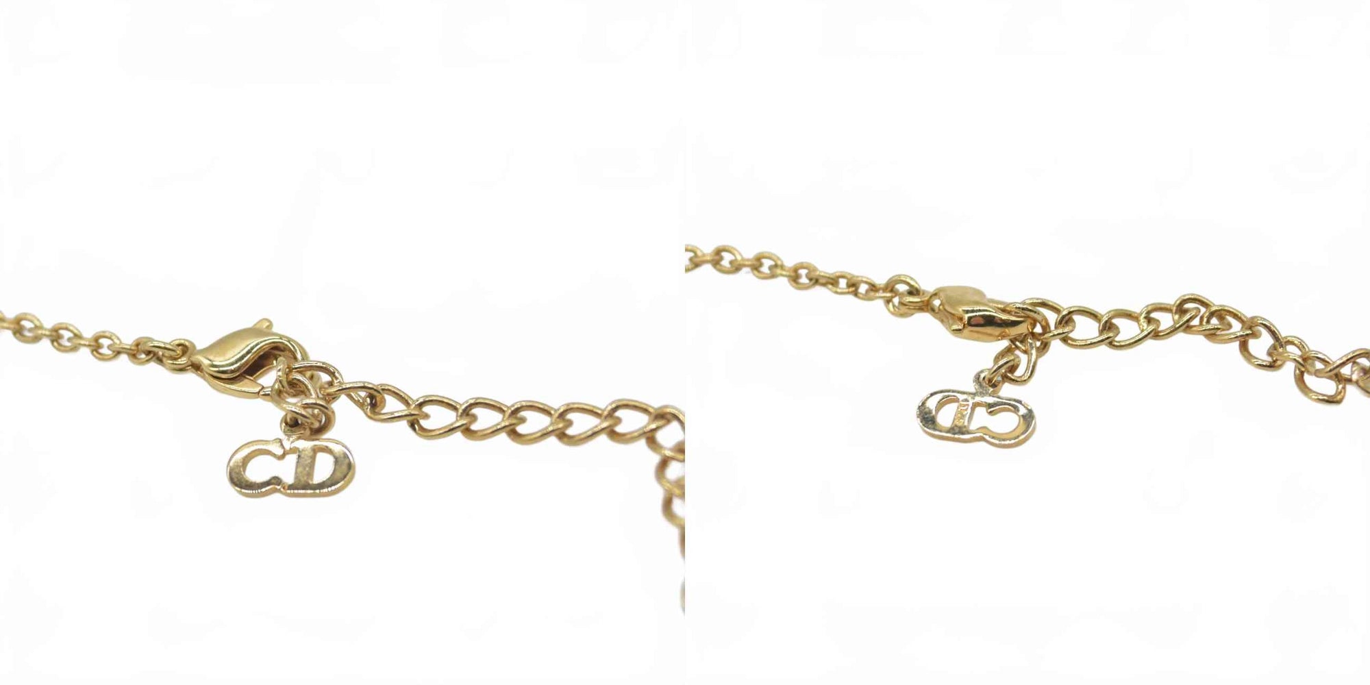 $450 Christian Dior CD Pendant Necklace Metal Golden