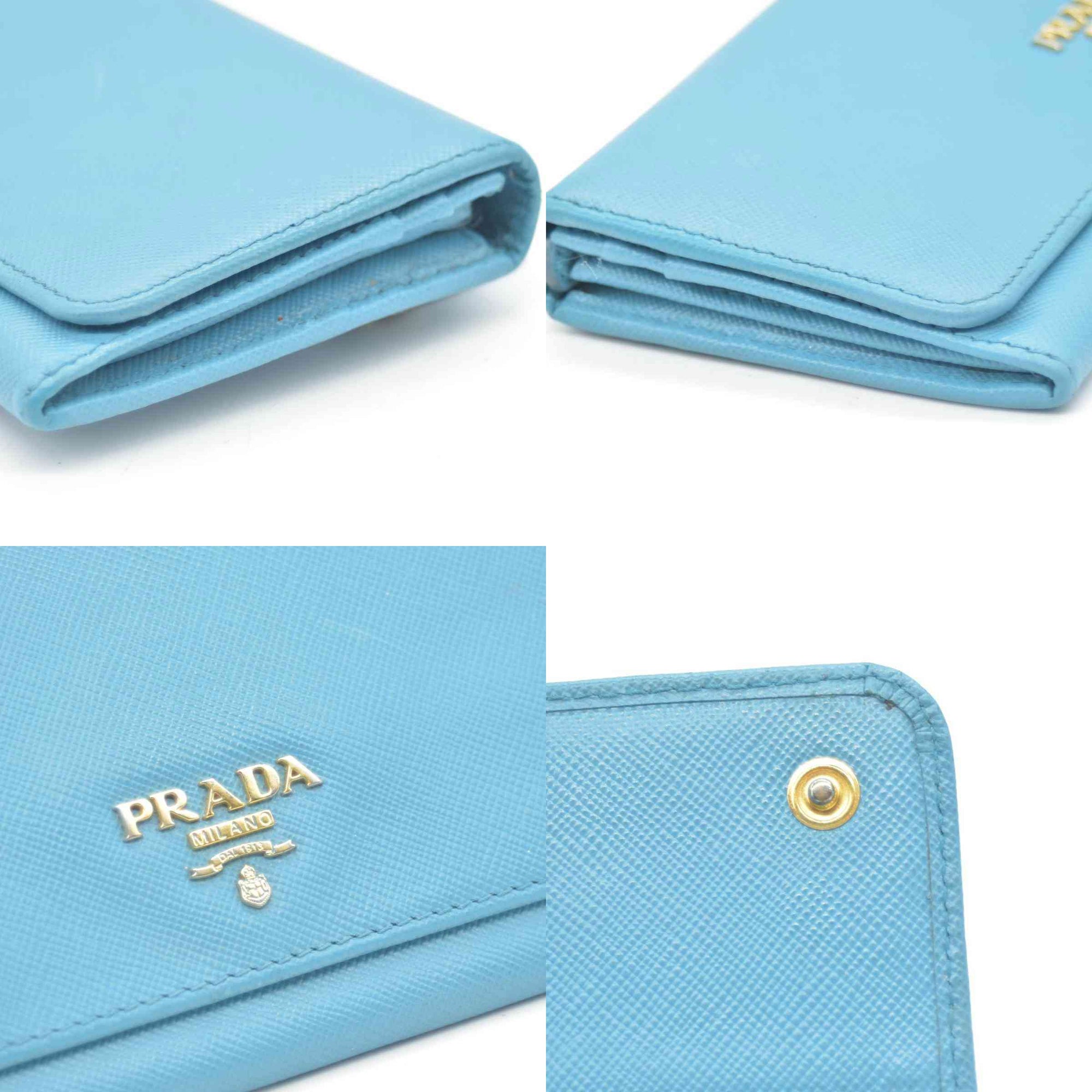 Prada Saffiano Metal Continental Flap Wallet Blue CONSIGNMENT
