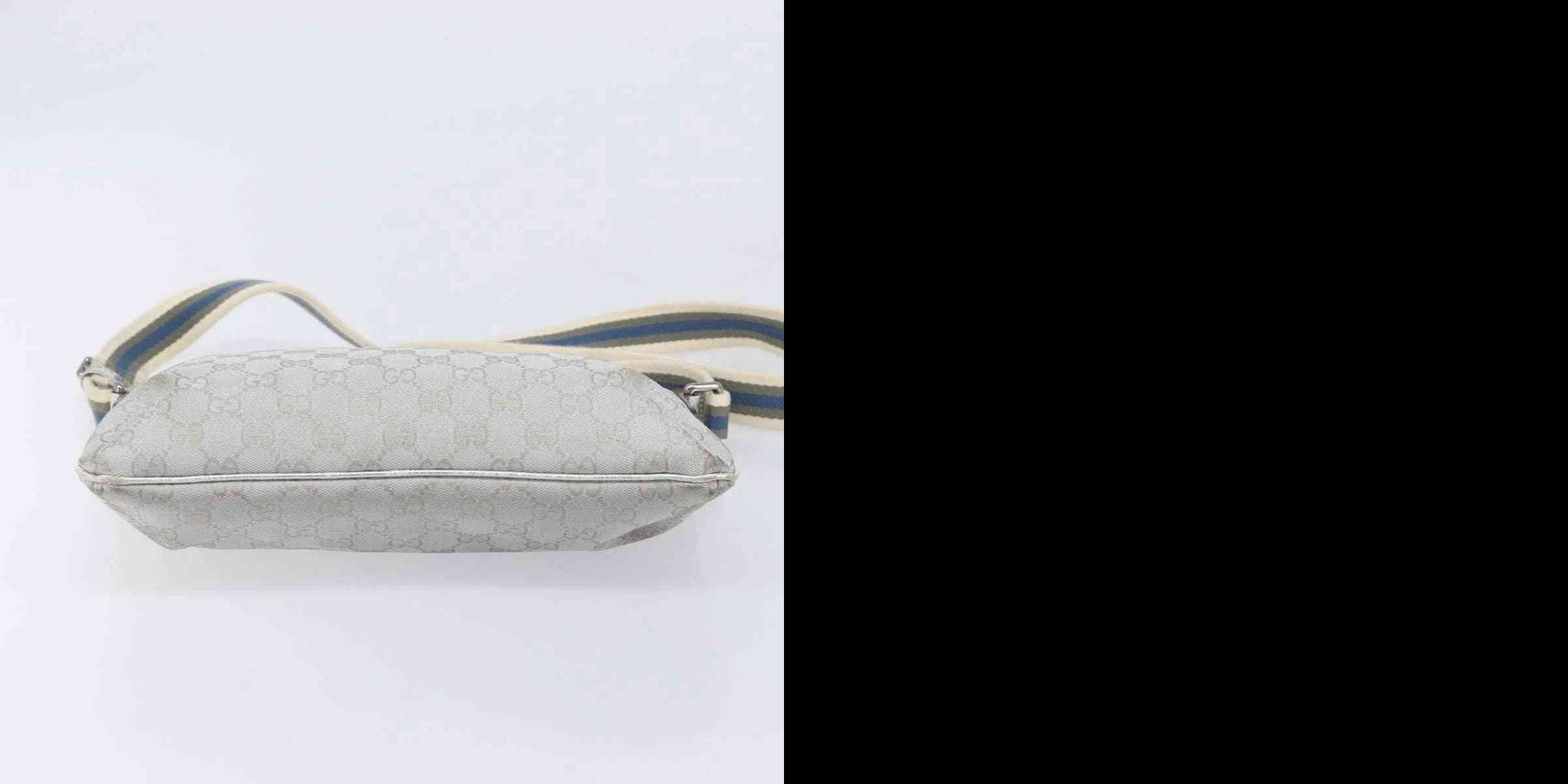 $950 Gucci Crystal Canvas Messenger Bag Silver Metallic