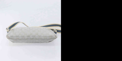 $950 Gucci Crystal Canvas Messenger Bag Silver Metallic