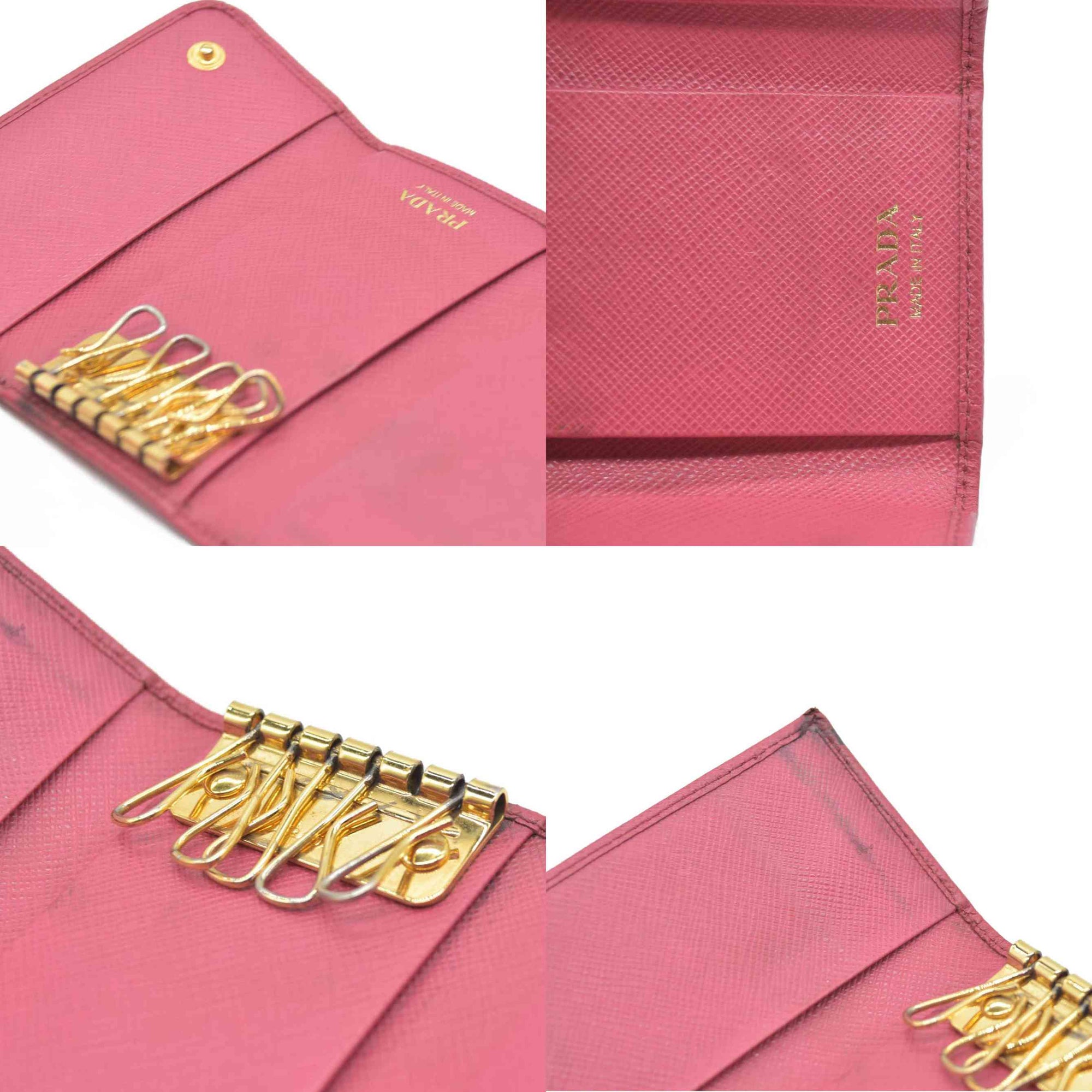 Prada Saffiano Metal Leather Wallet Pink