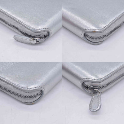 $550 Balenciaga Silver Metallic Wallet CONSIGNMENT 10021042
