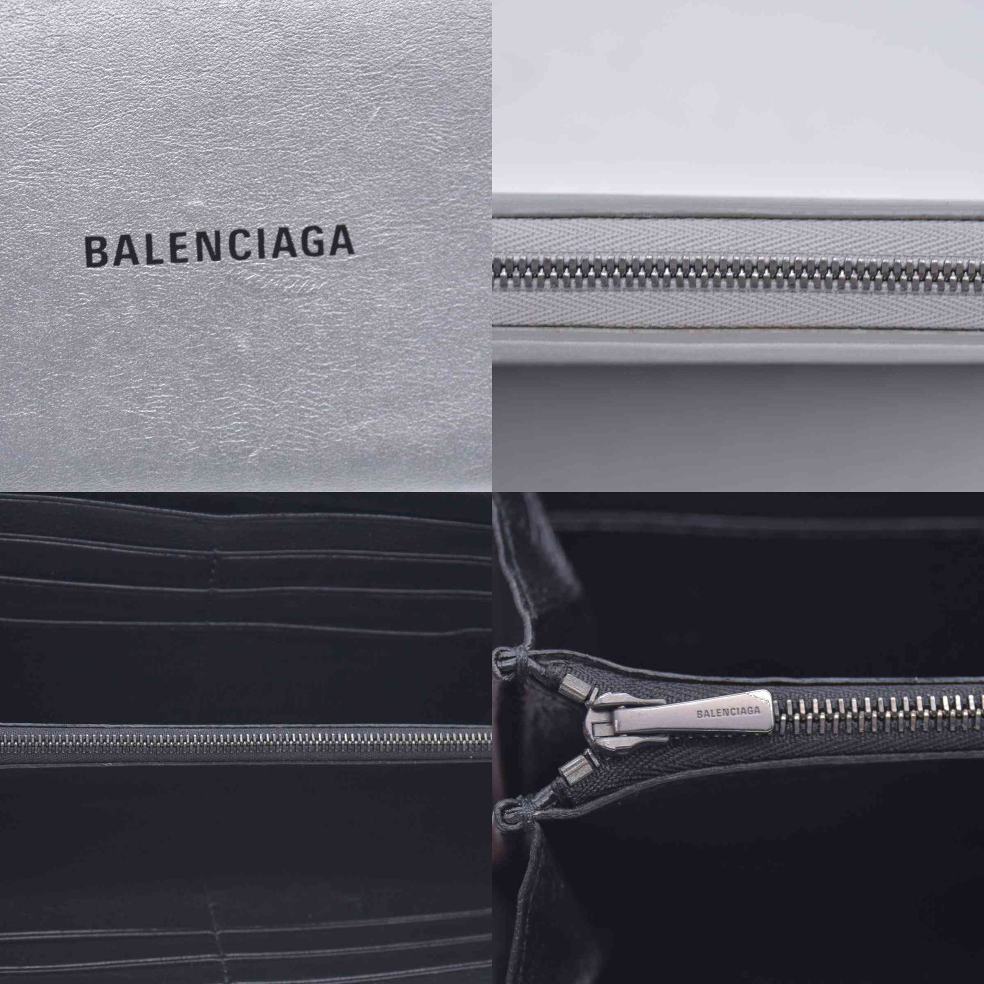 $550 Balenciaga Silver Metallic Wallet CONSIGNMENT 10021042
