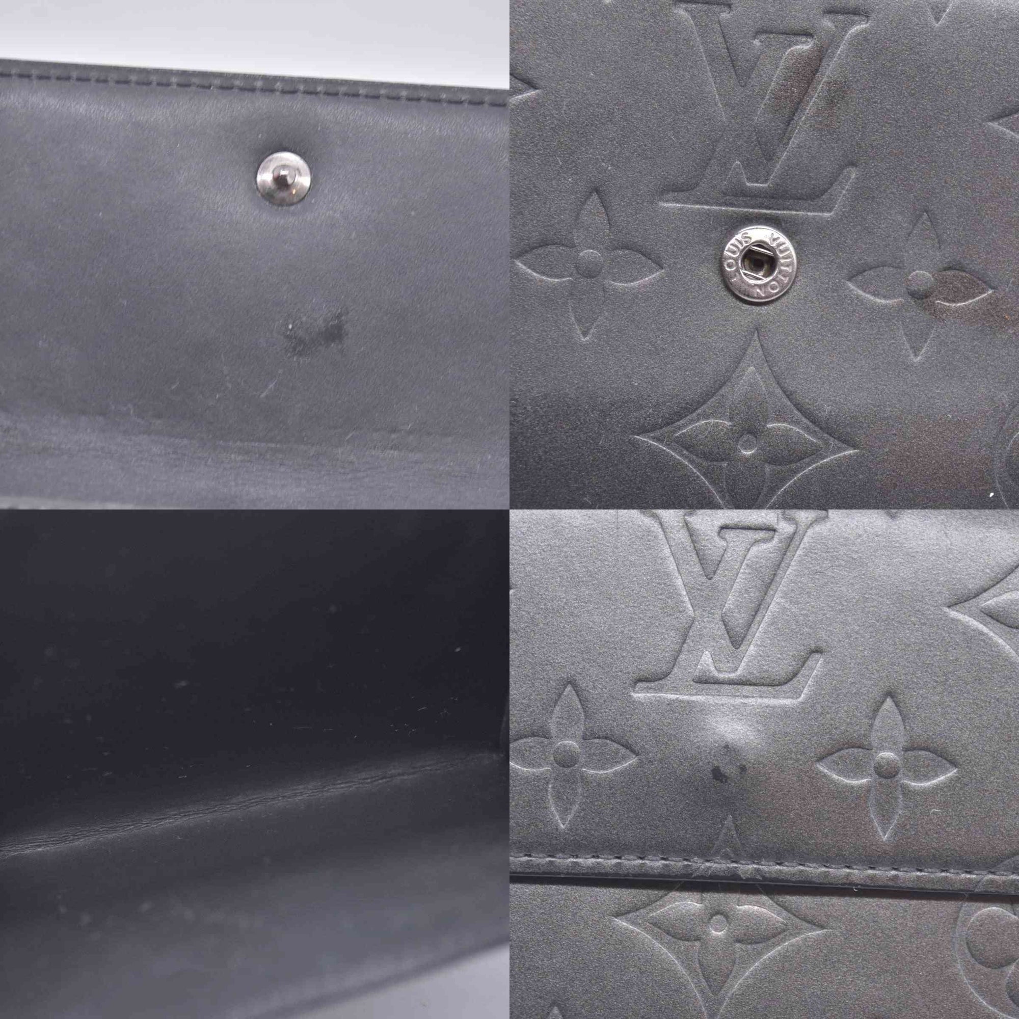 $605 2003 Louis Vuitton Metallic Matt Vernis Compact Wallet Grey TH0033 CONSIGNMENT 10020918