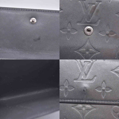 $605 2003 Louis Vuitton Metallic Matt Vernis Compact Wallet Grey TH0033 CONSIGNMENT 10020918