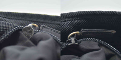 $950 CONSIGNMENT Prada Nylon Enameled Metal Triangle Shoulder Bag