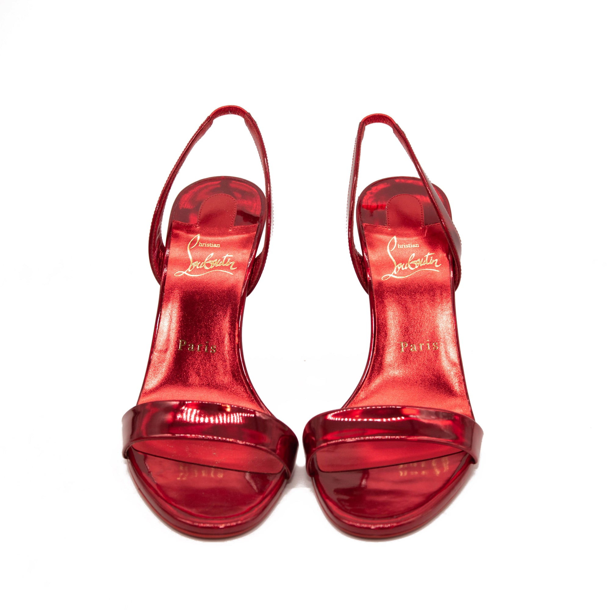 Christian Louboutin Astrid Slingback Sandal Red Metallic Size 38.5 EU