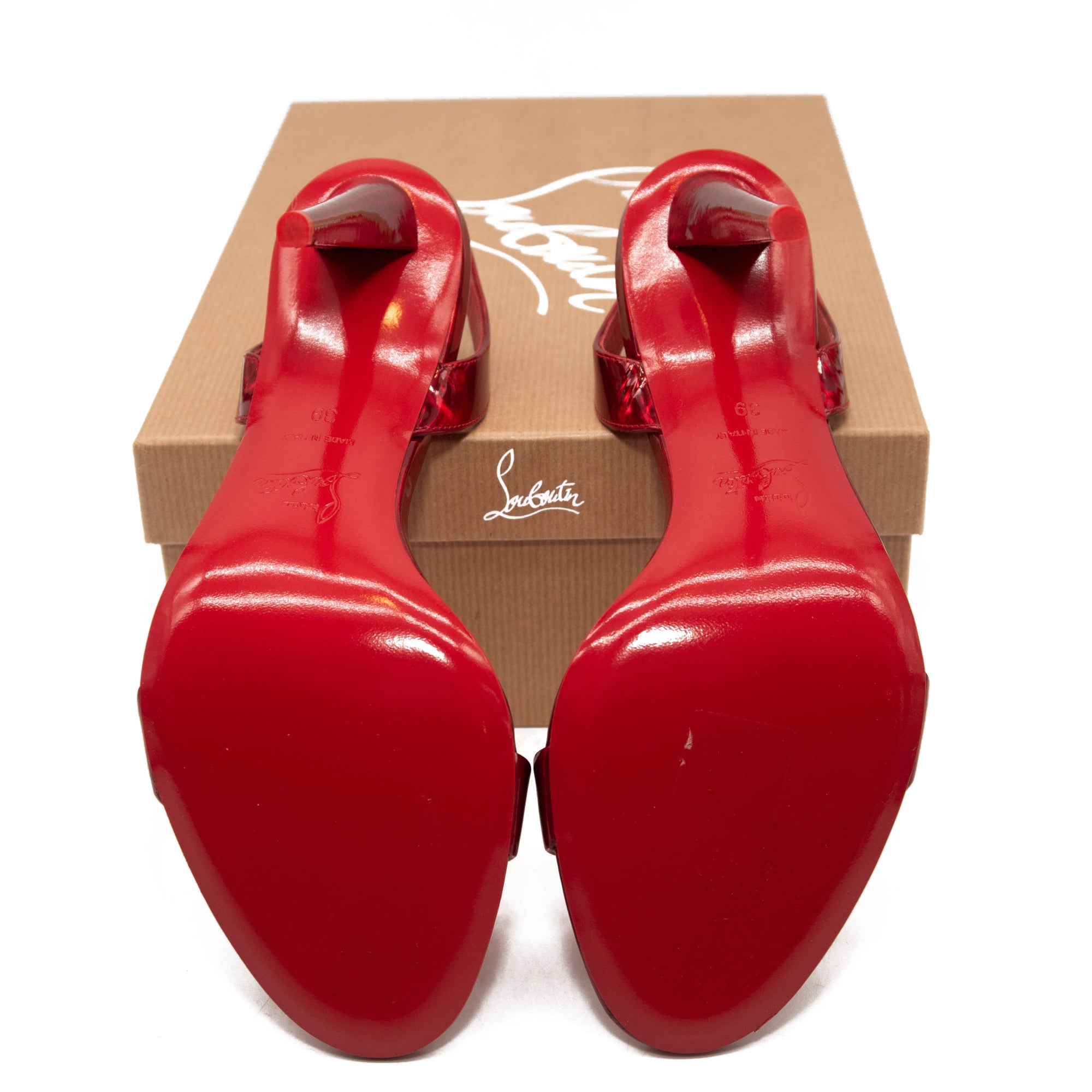 NEW Christian Louboutin Astrid Slingback Sandal Red Metallic 36 EU