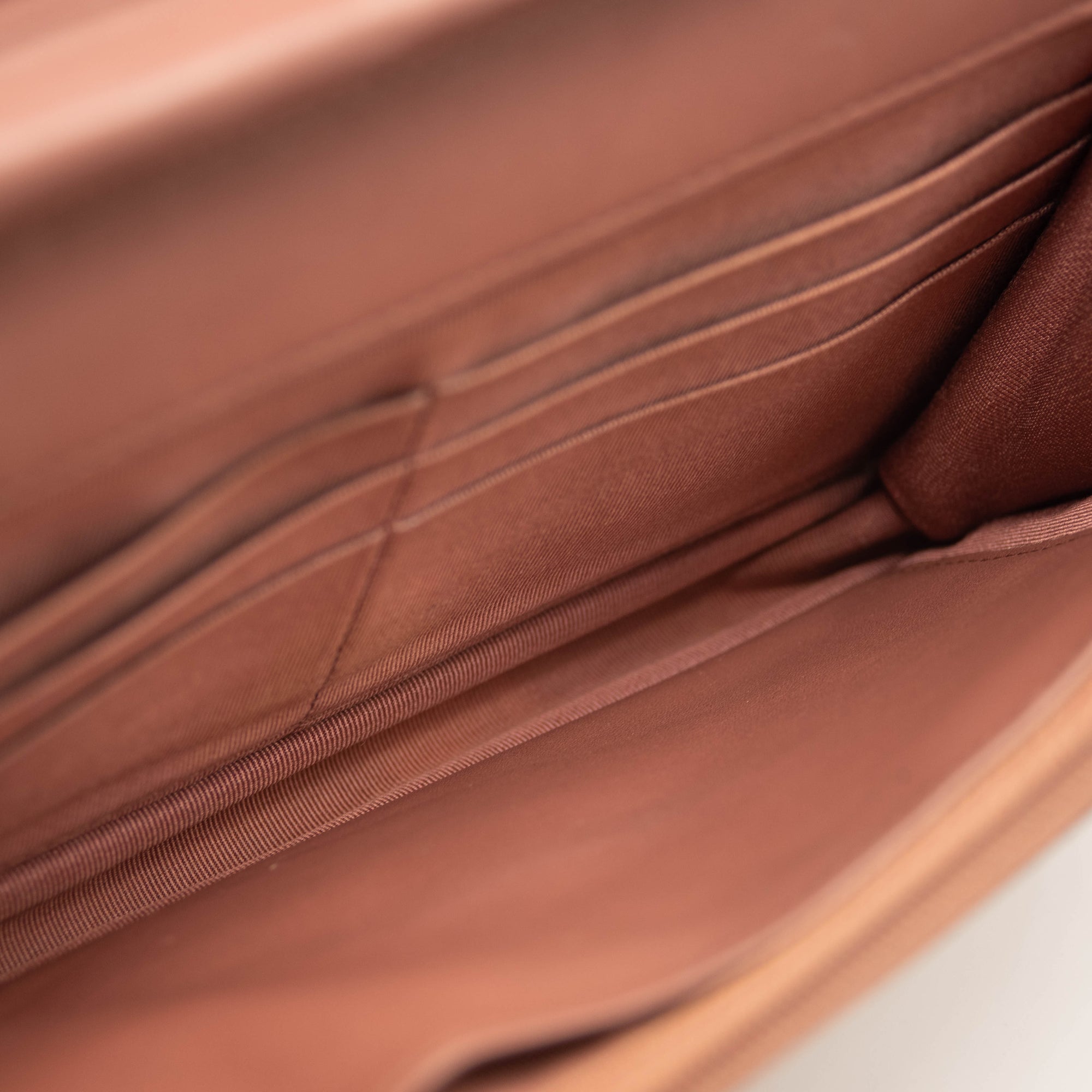 Chanel Patent Quilted Wallet On Chain WOC Brown Metallic Bronze CC