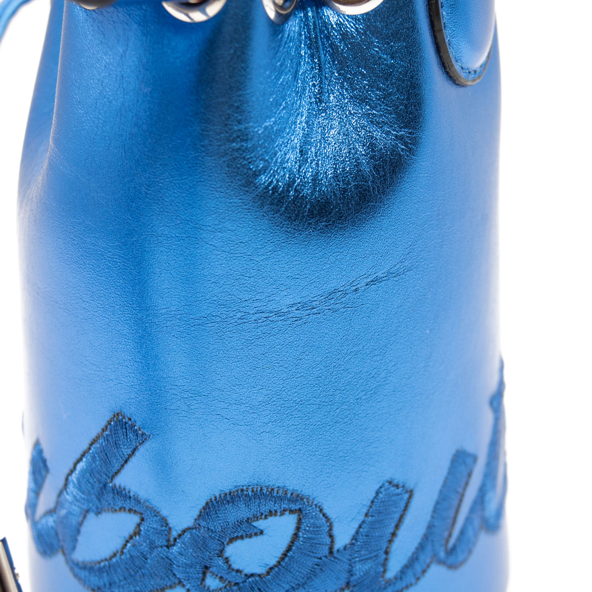 Christian Louboutin Mini Marie Jane Metallic Leather Bucket Bag