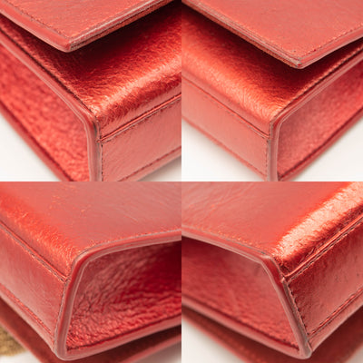 Saint Laurent Small Classic Monogram Kate Tassel Satchel Red Metallic