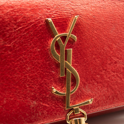 Saint Laurent Small Classic Monogram Kate Tassel Satchel Red Metallic