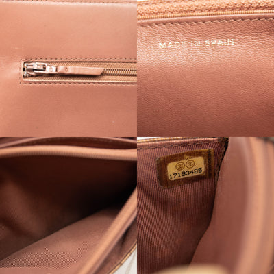 Chanel Patent Quilted Wallet On Chain WOC Brown Metallic Bronze CC