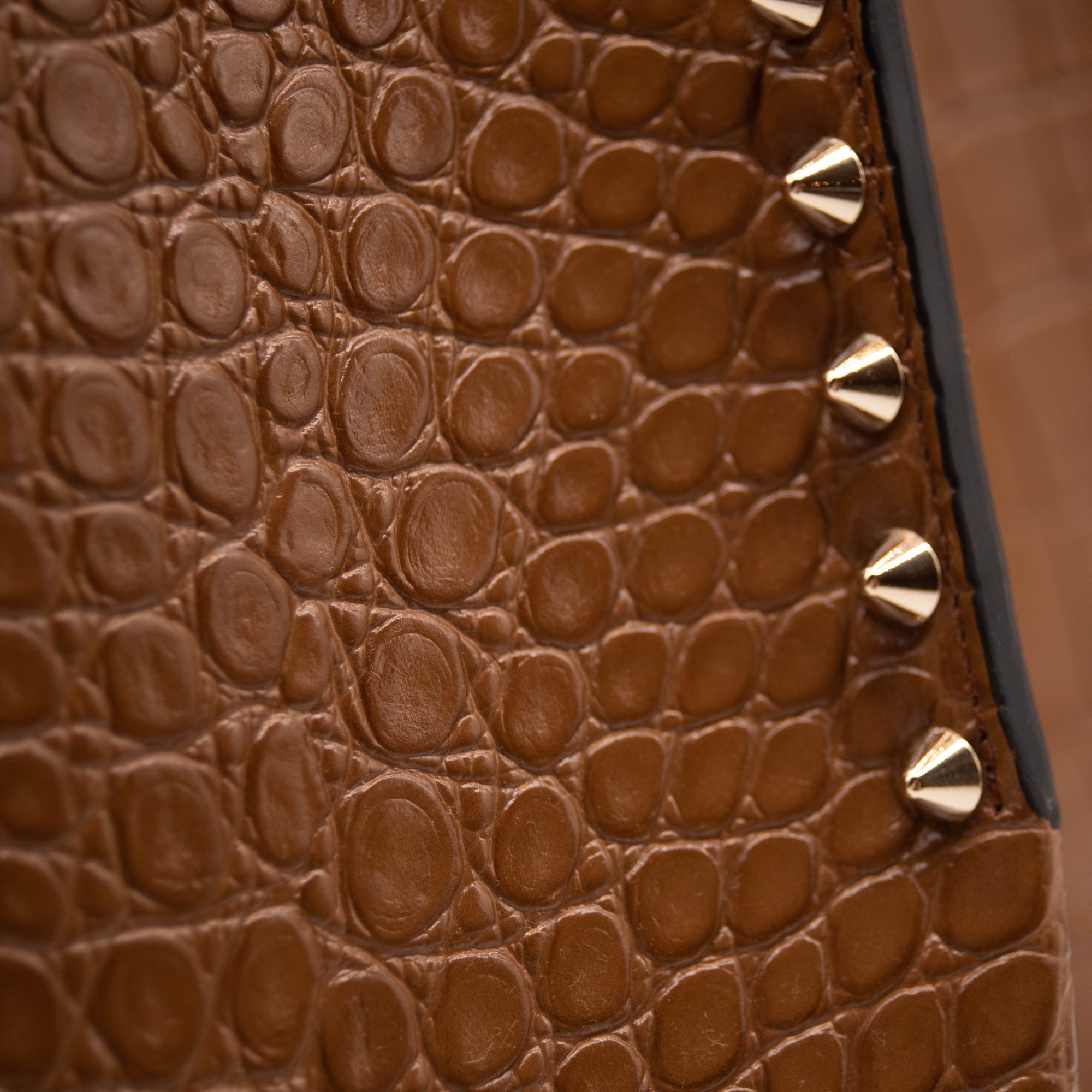 Christian Louboutin Large Cabarock Croc Embossed Leather Tote Brown