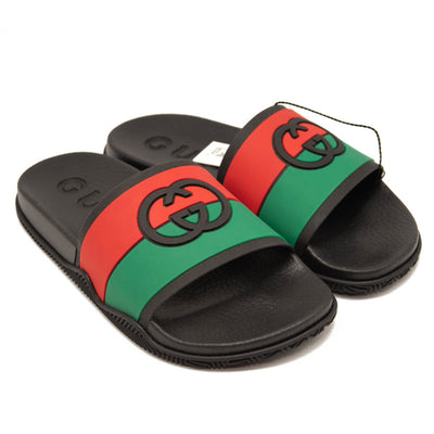 NEW Gucci Pursuit GG Logo Slide Sandal (Women) EU 42 Black Green Red with Box