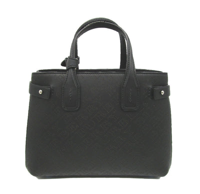 Burberry Small Banner Black Perforated Leather Tote House Check