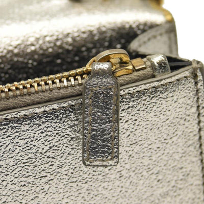 Saint Laurent Monogram Metallic Leather Wallet-on-Chain Bag Silver