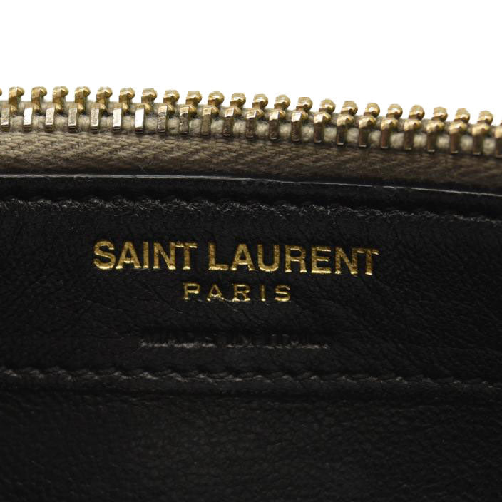 Saint Laurent Monogram Metallic Leather Wallet-on-Chain Bag Silver