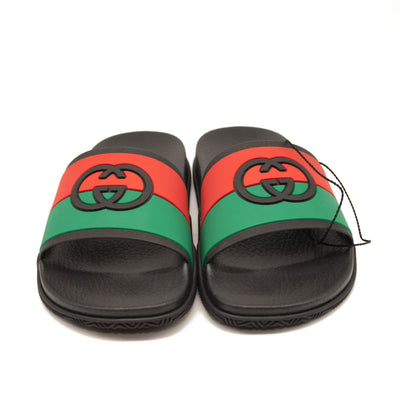 NEW Gucci Pursuit GG Logo Slide Sandal (Women) EU 42 Black Green Red with Box