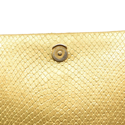 Saint Laurent Metallic Python Embossed Medium Classic Monogram Kate Tassel Satchel Gold